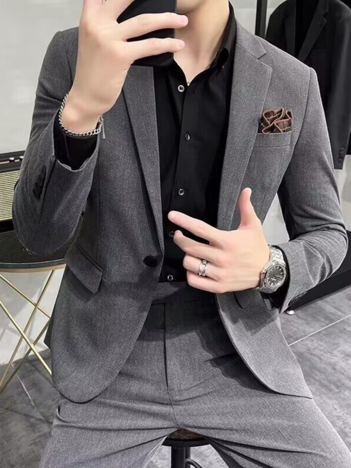 Men'S Urban Formal Wear - Setelan Jas Tiga Potong Slim Fit