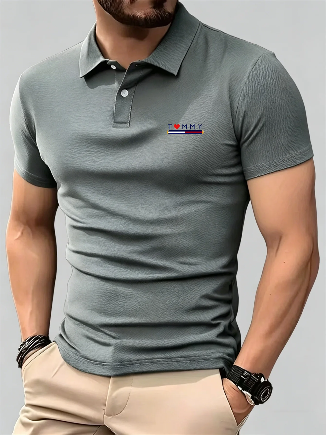 Young Men Formal Wear - Kemeja Polo Kancing Lengan Pendek Bernapas