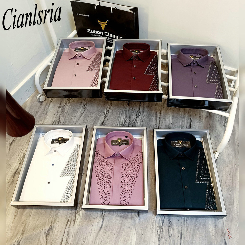 Men Formal Party Wear Shirt - Kemeja Pria Mewah Lengan Panjang Berhias