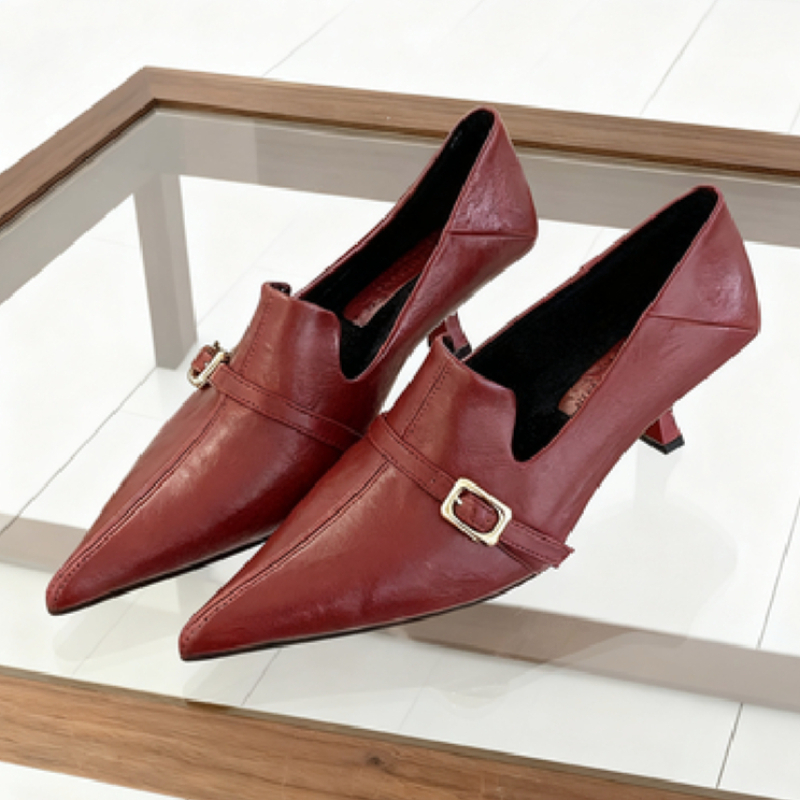 Formal Belt Leather Thin - Sepatu Wanita Hak Kitten Elegan dengan