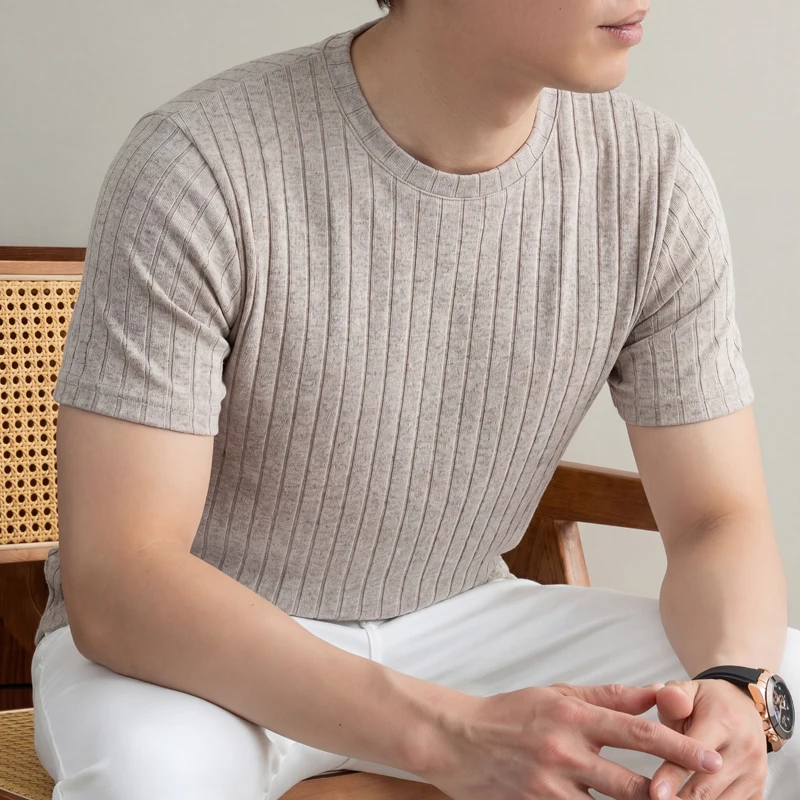 Young Men Formal Wear - Kaos Ribbed Kasual Bisnis Untuk Pria