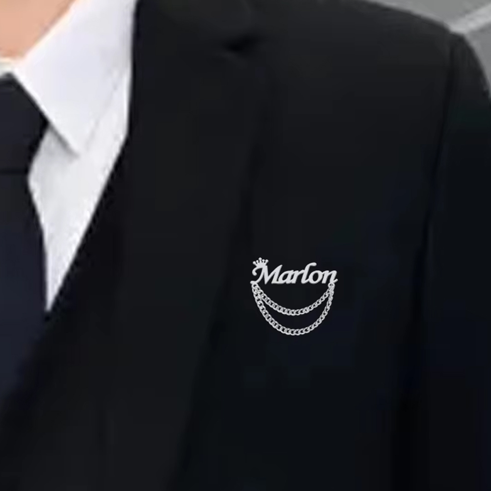 Tuxedo Lapel Pin - Bros Nama Pribadi Pin Mahkota Kustom