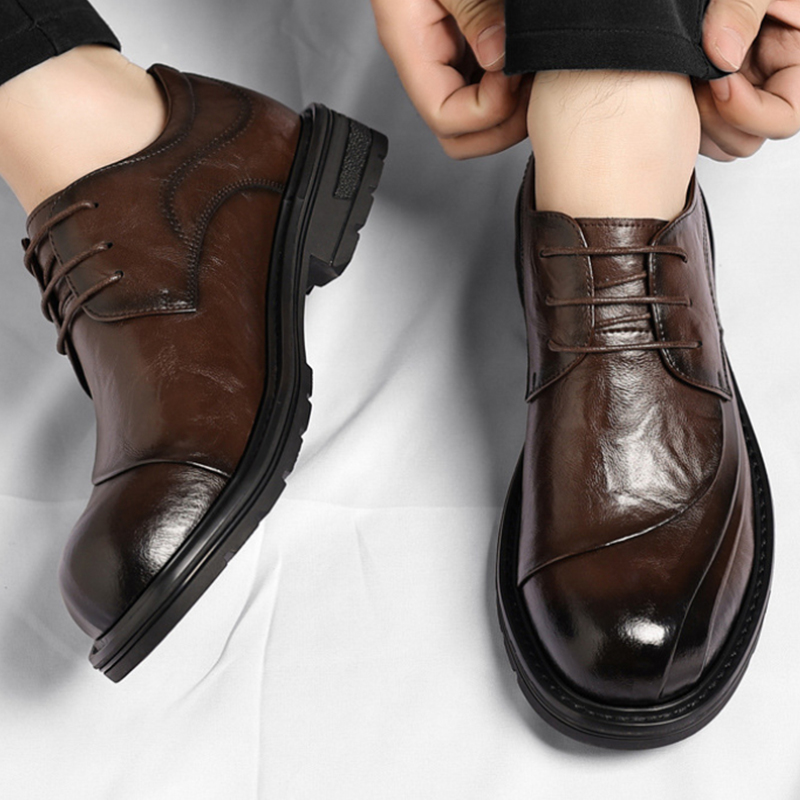 Men Formal Wear Fashion - Sepatu Kulit Asli Coklat Mengkilap Model