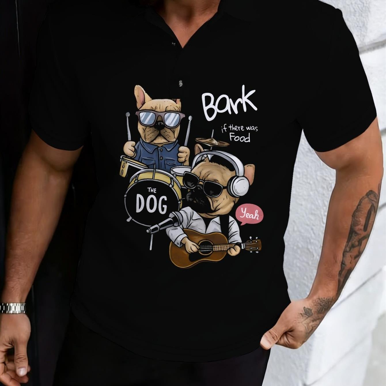 Men Formal Wear Design - Kaos Polo Kasual Pria Hitam dengan