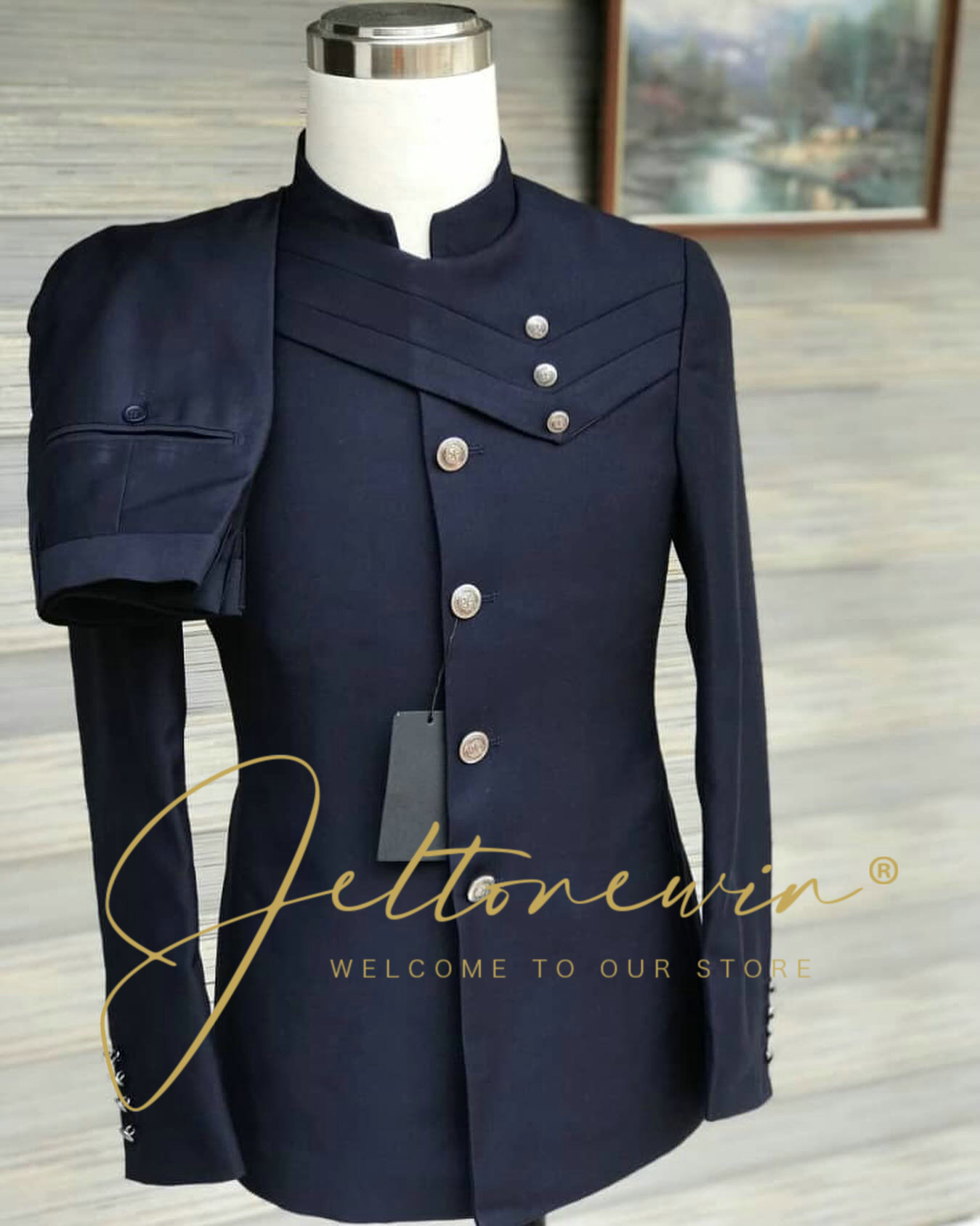 Men Formal Wear Design - Setelan Jas Pria Biru Dongker dengan