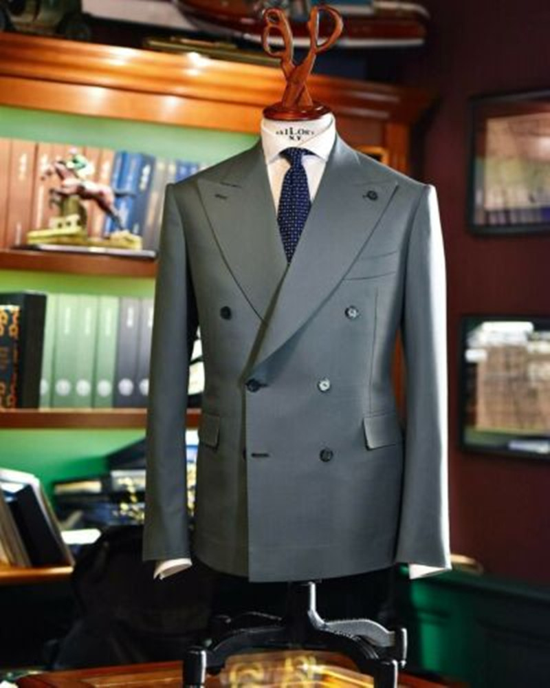 Men Formal Wear Jacket - Abu-abu Jas Pria Slim Fit Double