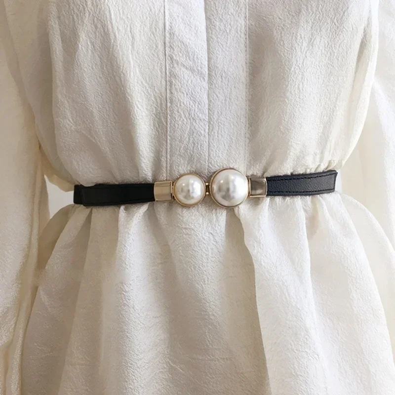 Formal Belt Leather Thin - Gaun kulit mutiara ganda, sabuk wanita