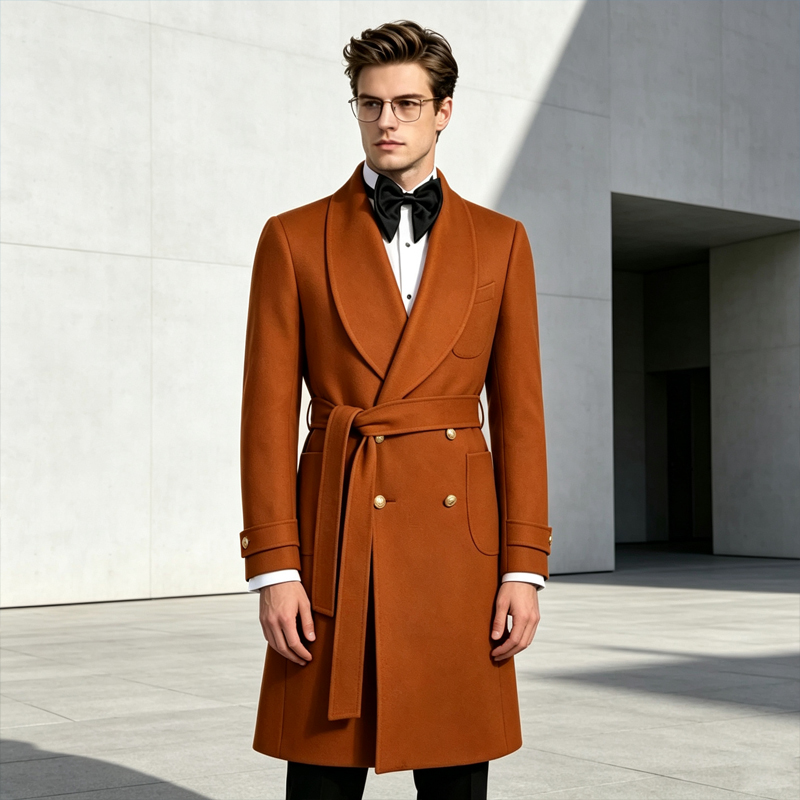 Men Formal Wear Design - Mantel Pria Mewah Bahan Campuran Wol