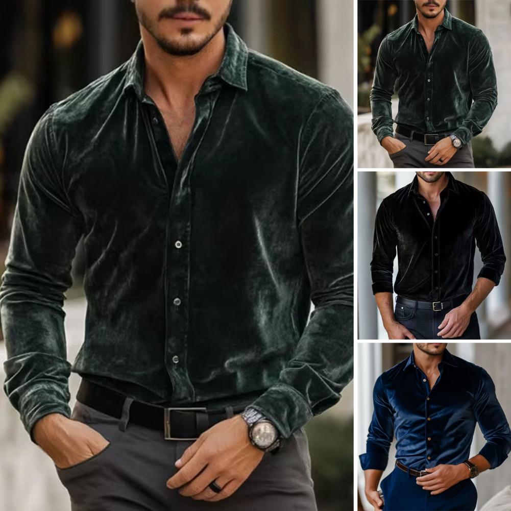 Kemeja Beludru Pria Kemeja Pri - Men Formal Party Wear Shirt ulasan dan harga
