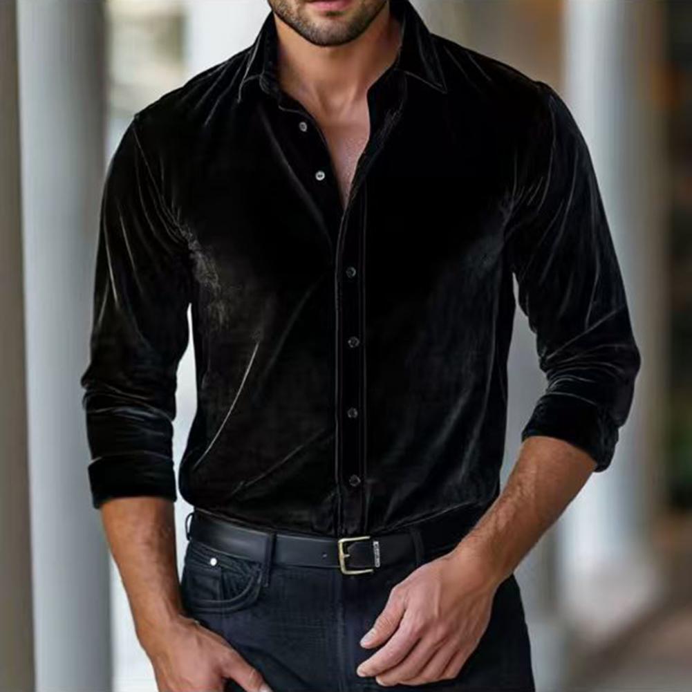 Kemeja Beludru Pria Kemeja Pri - Men Formal Party Wear Shirt ulasan dan harga