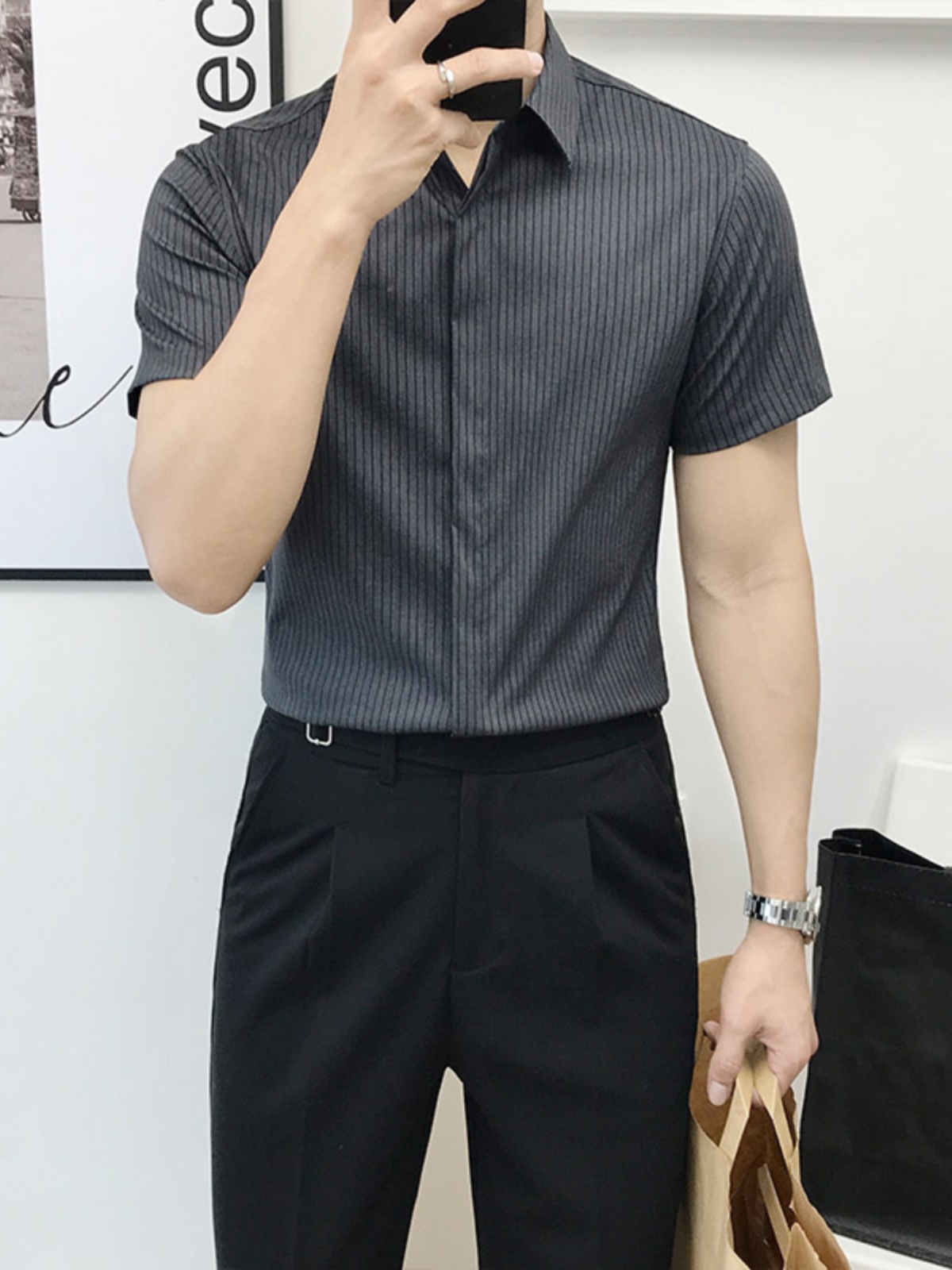 Kemeja Lengan Pendek Slim Fit  - Men'S Urban Formal Wear ulasan dan harga