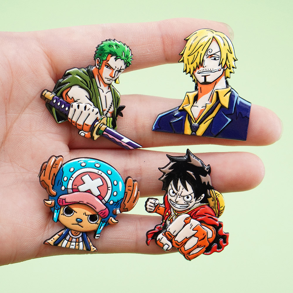 4Pcs Set Bros Kartun ONE PIECE - Tuxedo Lapel Pin ulasan dan harga