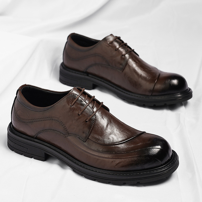 Sepatu Kulit Asli Coklat Mengk - Men Formal Wear Fashion ulasan dan harga