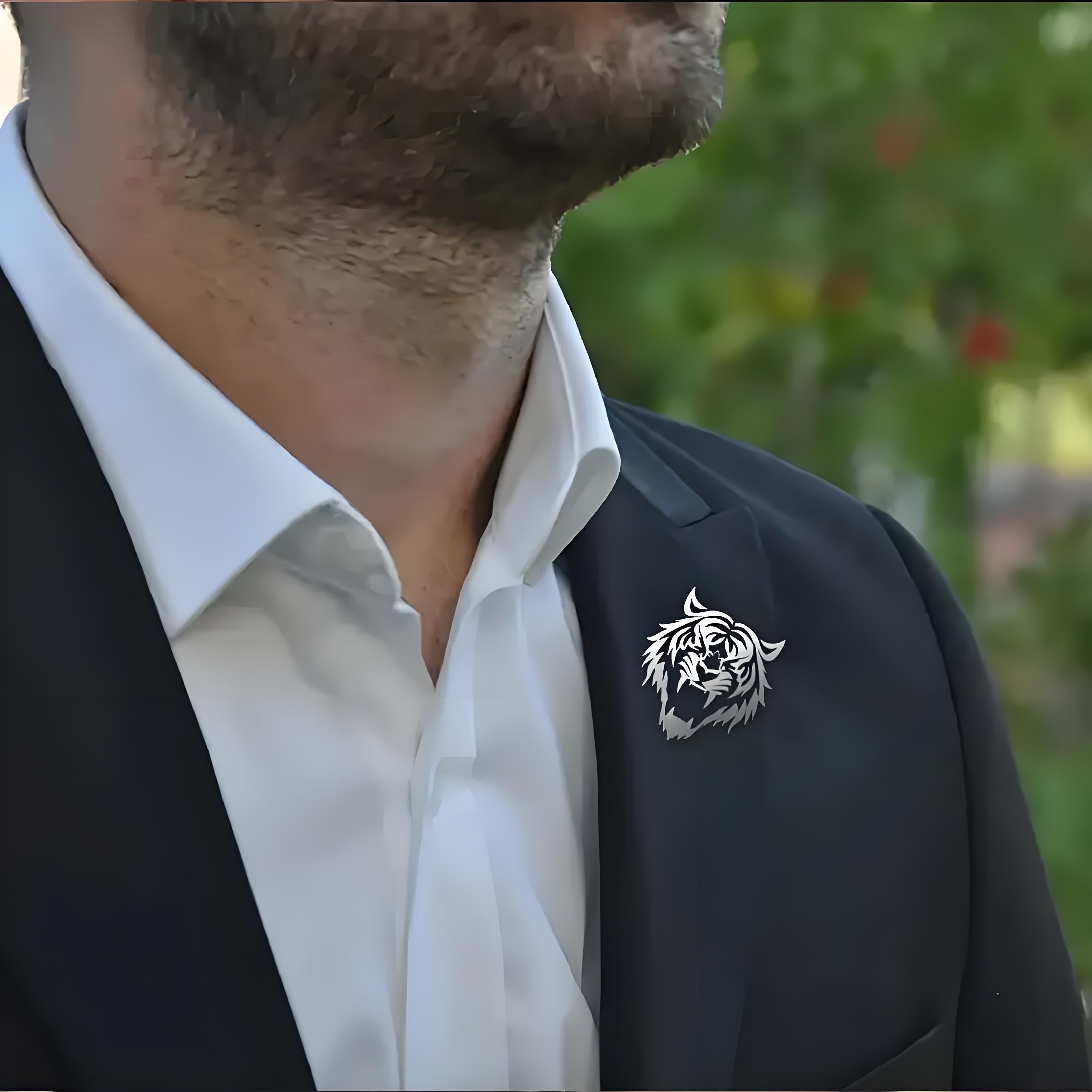 Pin Kerah Kepala Harimau Baja  - Tuxedo Lapel Pin ulasan dan harga