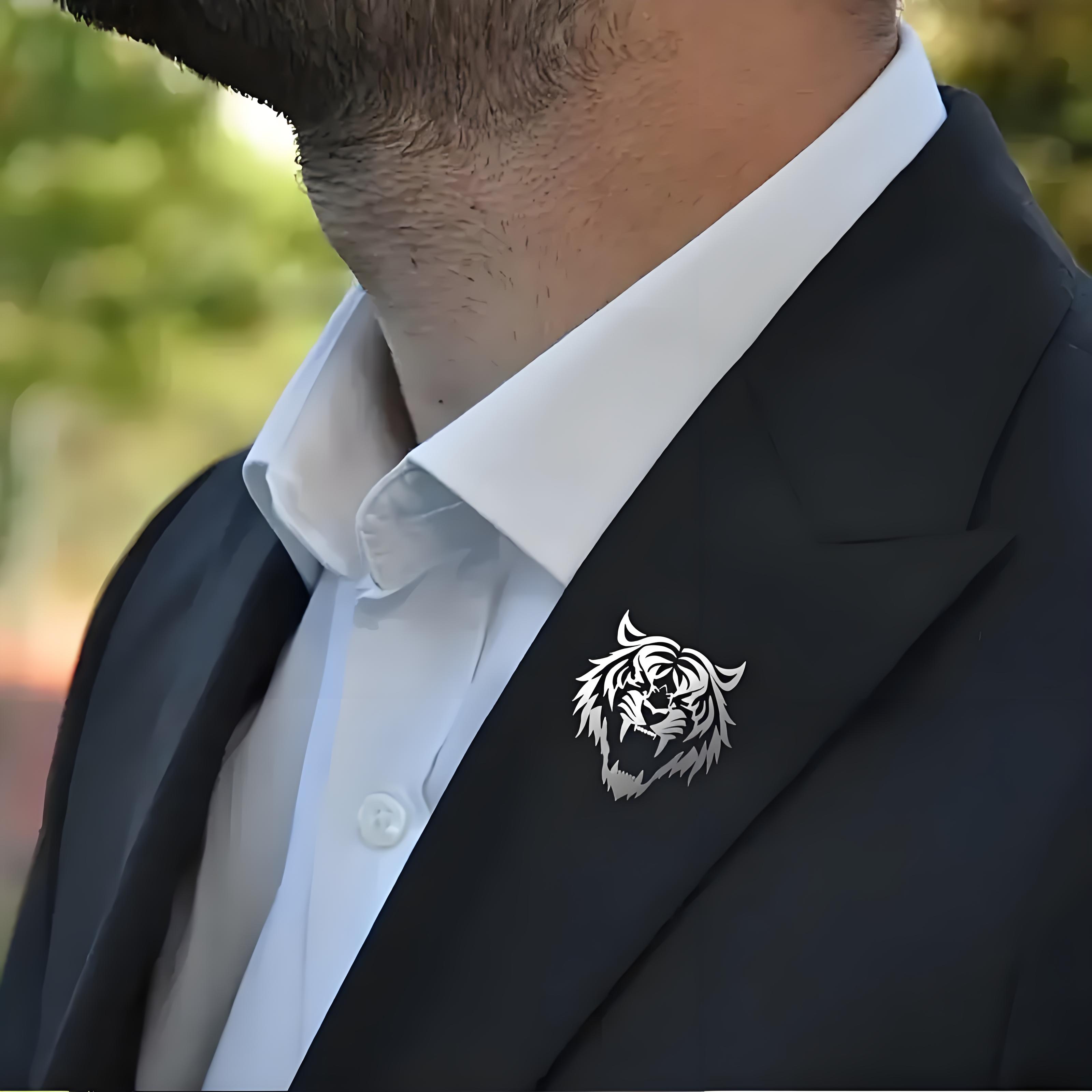 Pin Kerah Kepala Harimau Baja  - Tuxedo Lapel Pin ulasan dan harga