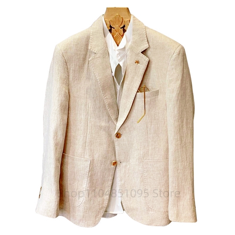 Jas Linen Pria Warna Beige, Bl - Men Formal Wear Design ulasan dan harga