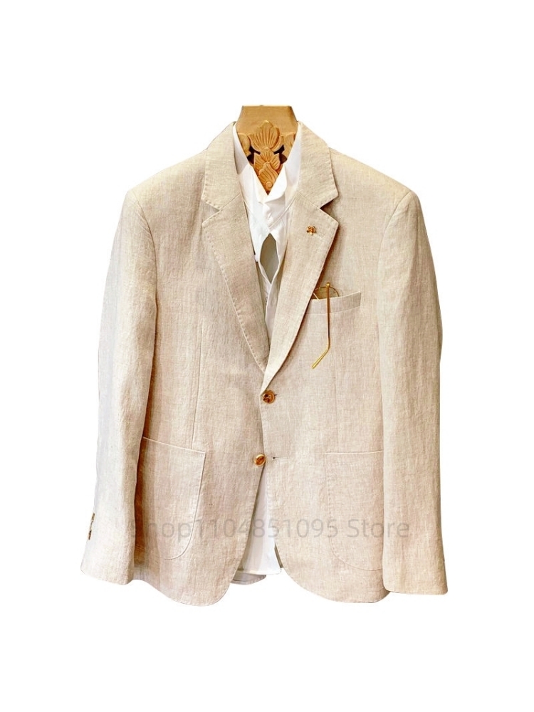 Jas Linen Pria Warna Beige, Bl - Men Formal Wear Design ulasan dan harga