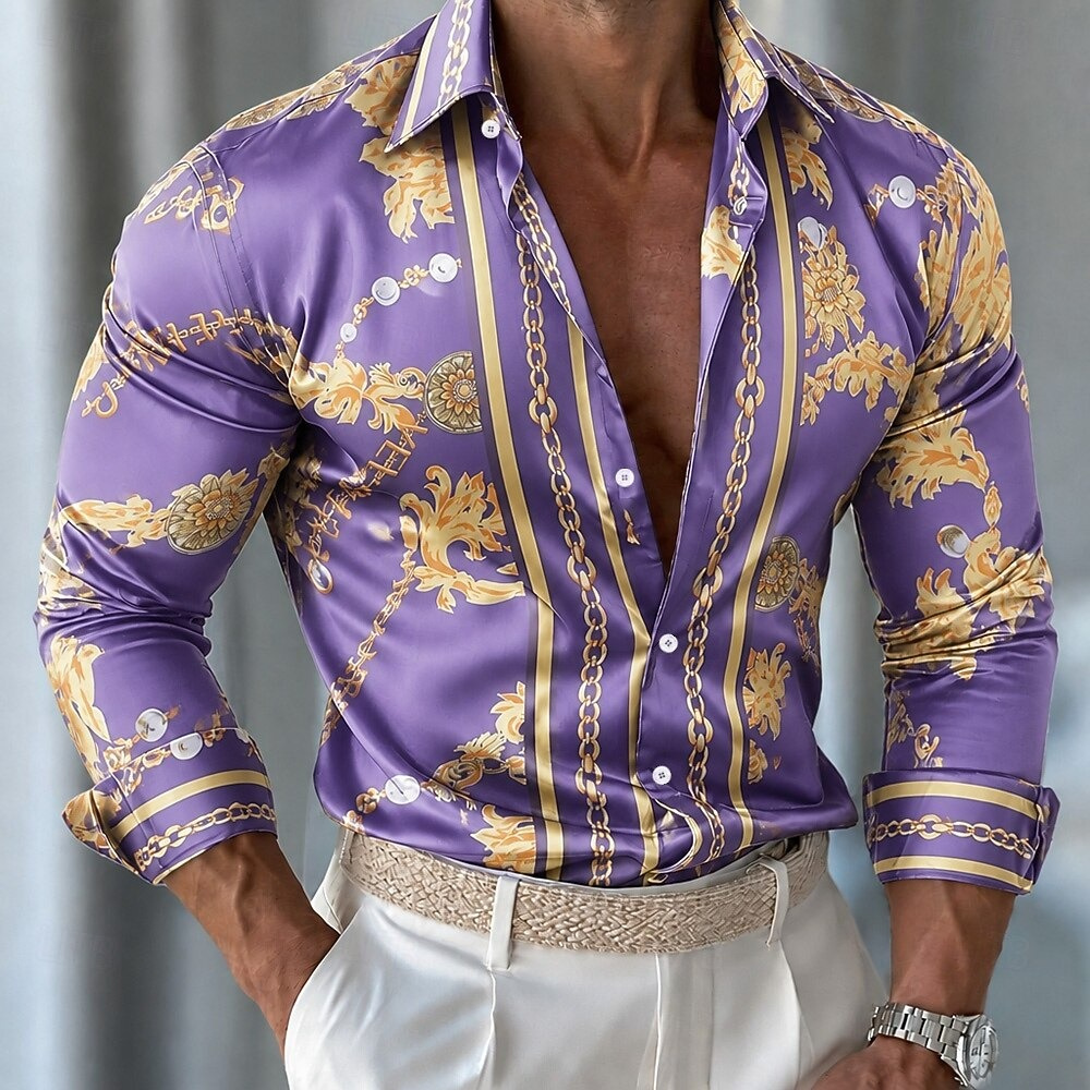 Kemeja Satin Motif Bunga Pria, - Men Formal Party Wear Shirt ulasan dan harga