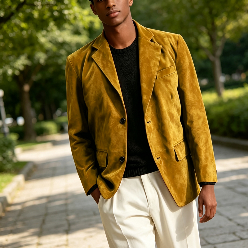 Blazer Pria Retro Bahan Suede  - Men Formal Wear Jacket ulasan dan harga