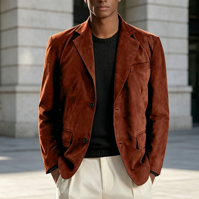 Blazer Pria Retro Bahan Suede  - Men Formal Wear Jacket ulasan dan harga