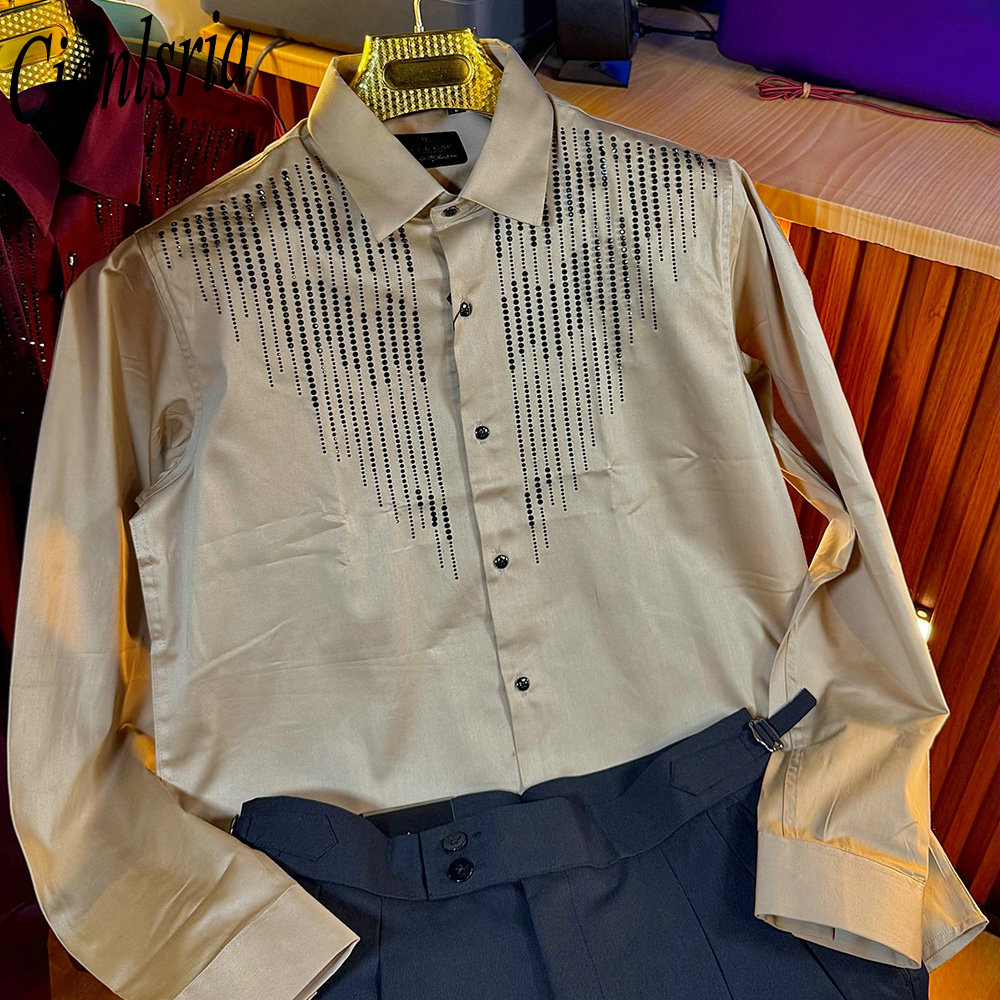Kemeja Pria Mewah Berlengan Pa - Men Formal Party Wear Shirt ulasan dan harga