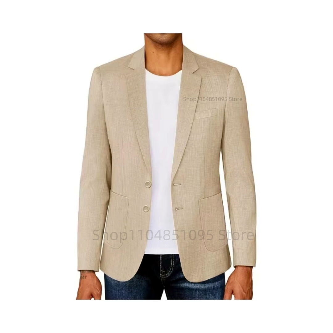 Blazer Linen Pria Slim Fit War - Men Formal Wear Design ulasan dan harga