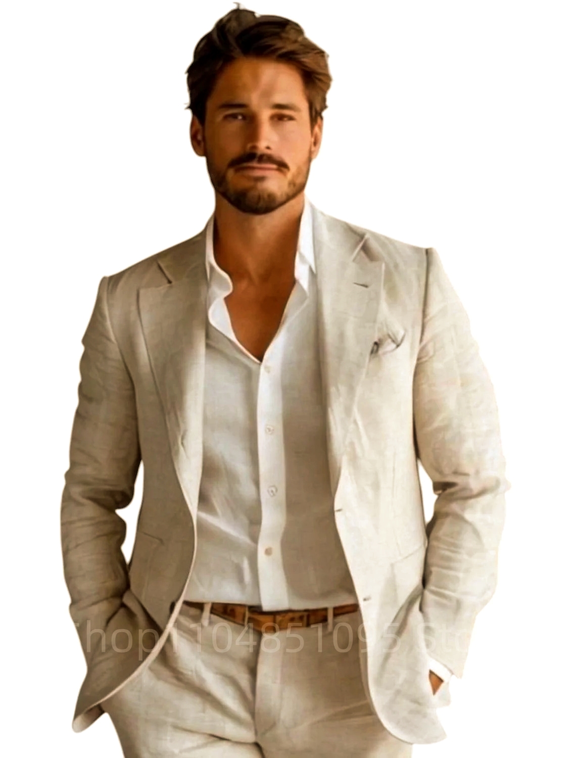 Blazer Linen Pria Slim Fit Bir - Men Formal Wear Design ulasan dan harga