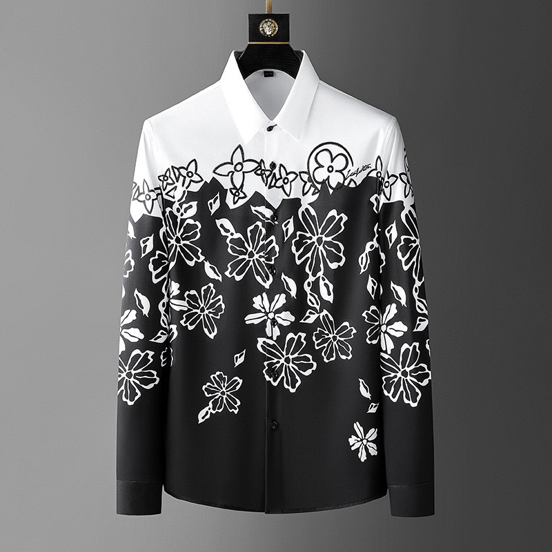 Kemeja lengan panjang motif bu - Men Formal Party Wear Shirt ulasan dan harga