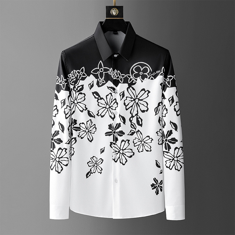Kemeja lengan panjang motif bu - Men Formal Party Wear Shirt ulasan dan harga