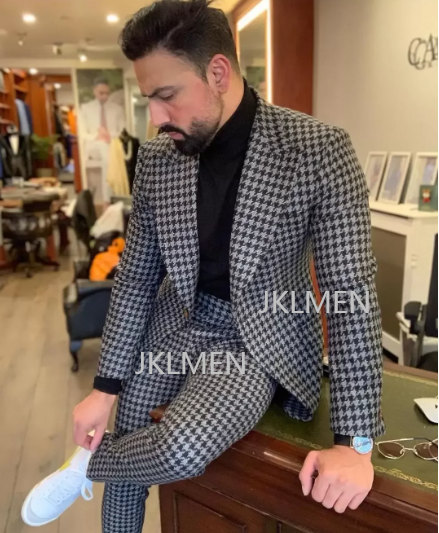 Setelan Pria Houndstooth 2 pot - Men Formal Wear Pants ulasan dan harga